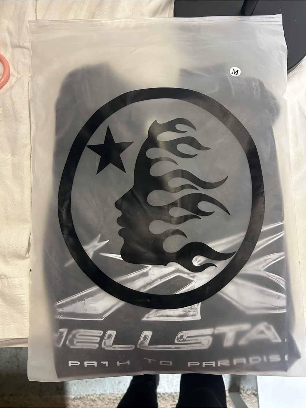 Men’s Black Graphic Tee with Flame Profile Logo